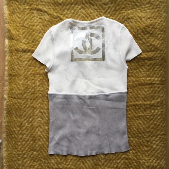 CHANEL Tops - Authentic Chanel Ribbed Top with Logo on the back